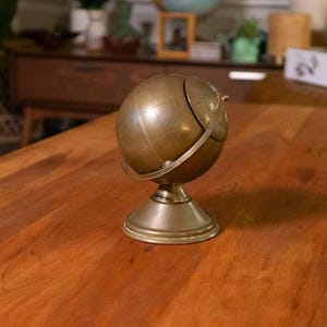 Brass World Globe MCM Ashtray Art Deco Dispenser