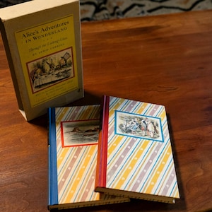 Alice&#39;s Adventures In Wonderland AND Through the Looking-Glass by Lewis Carroll Vintage Book set