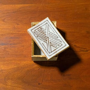 Artisan Glazed Clay Geometric Design Trinket Box 1976 Jewelry Box