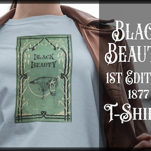 Vintage Styled Black Beauty T-Shirt, 1877 Book Cover Tee, Classic Horse Girl Top, Anna Sewell Childrens Literature, Equestrian Gift Shirt