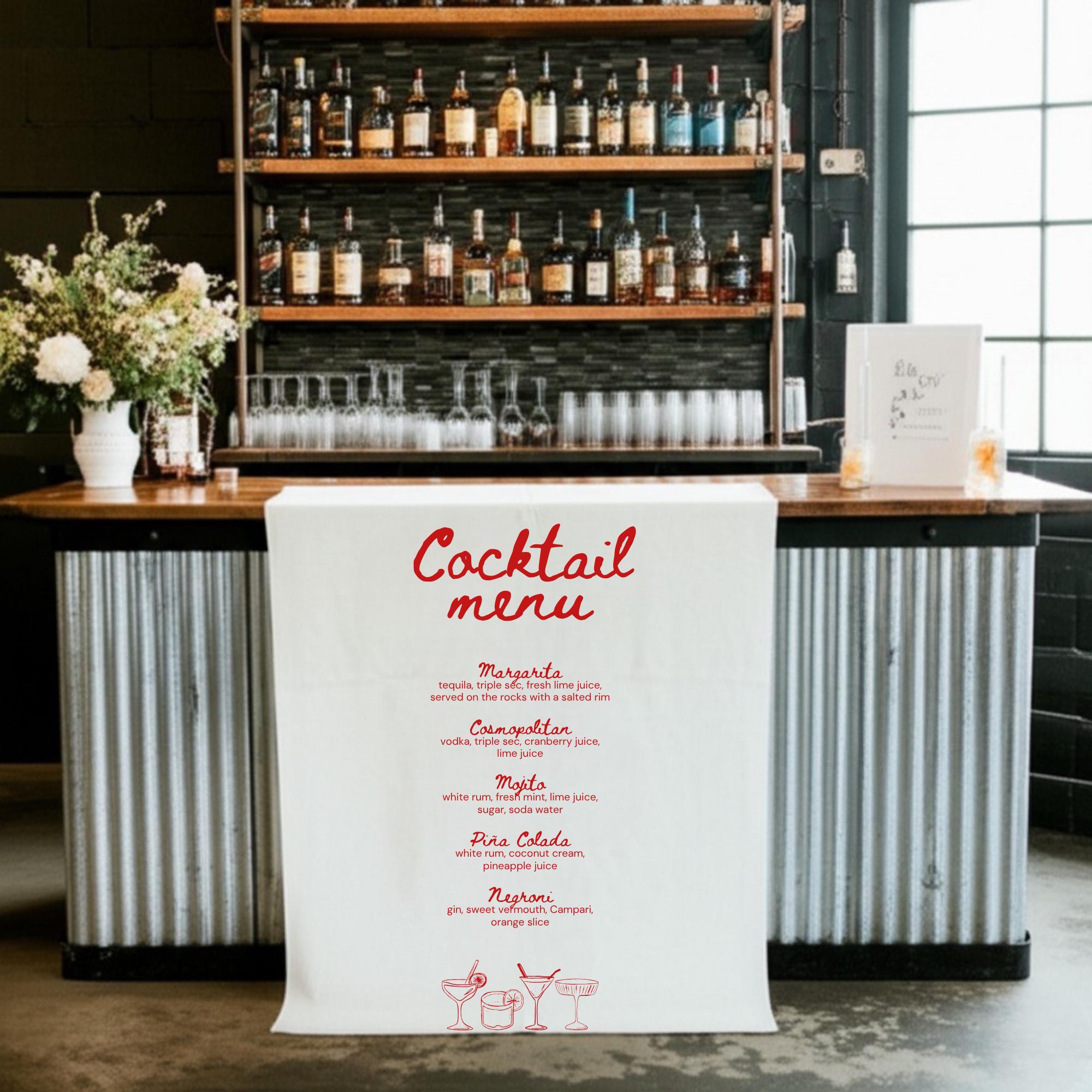 Wedding Bar Signature Drinks Menu, Signature Cocktails Sign, Fabric Bar Sign, Wedding Bar Menu, Custom Fabric Cocktail Menu, Wedding Sign