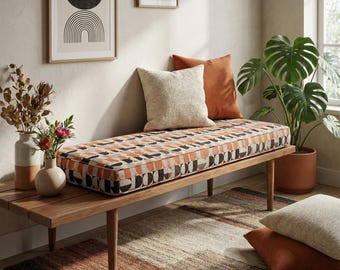2" Thick Mcm Linen Custom Bench Cushion Indoor, Cozy Washable Floor Cushion, Window Seat Cushion, Reading Nook Cushion, Comfy Kallax Cushion