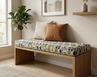 3" Thick Custom Bench Cushion Indoor, Cozy Floor Cushion, Mcm Window Seating Cushion Pad, Reading Nook Cushion, Modern Kallax Bench Cushion