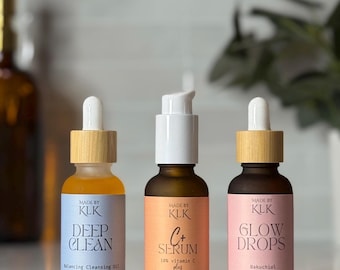 Complete Skincare Trio | Vitamin C Serum, Bakuchiol Glow Oil & Organic Cleansing Oil