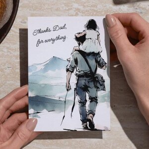 Vatertagskarte von Tochter – emotionale Aquarell Karte von Vater & Kind zum Ausdrucken – Dankeschön Papa Karte – Sofort Download