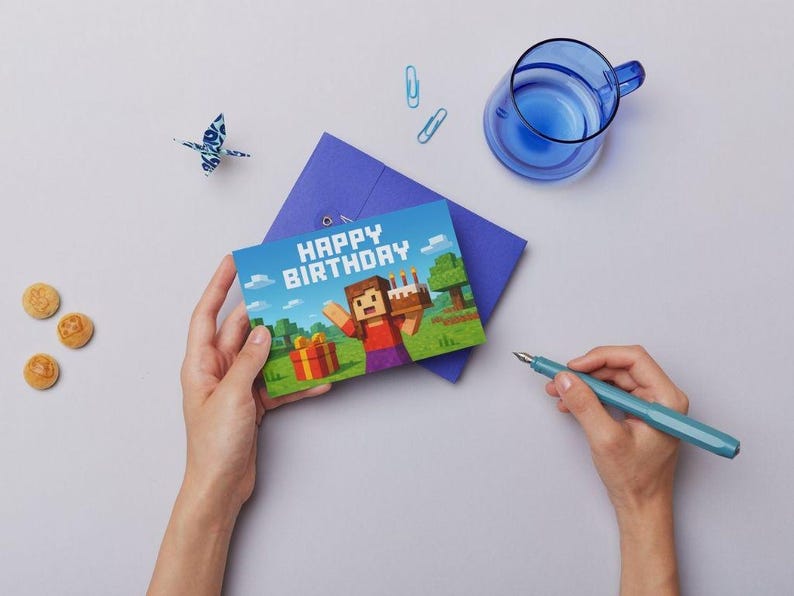 Minecraft Style Printable Birthday Card for Kids (digital Download) - Etsy