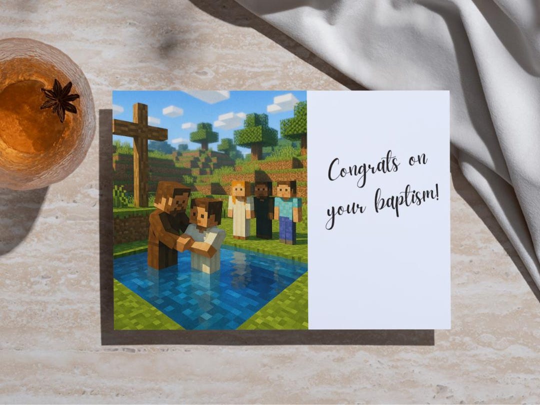 Congratulations Minecraft Card Minecraft Style Baptism Card – Printable Christian Congratulations ...