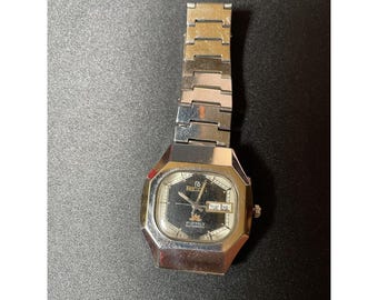 Reloj automático vintage Ricoh de 21 joyas, esfera negra, día y fecha, años 70, Japón