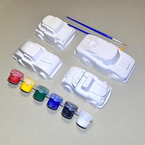 Kit de yeso para automóvil, pinta tu propio automóvil, actividad para niños, regalo para niños, juego de pintura, juguetes para automóviles, kit de manualidades para niños, regalo creativo, recuerdo de fiesta.