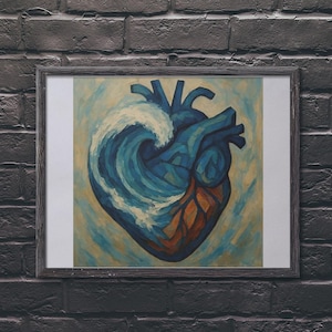 Wave Heart Art Print: Coastal Living Room Decor