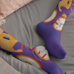 Wake Up Call Socks with Fun Design, Vibrant Dress Socks, Gift for Sock Lovers, Unique Fashion Accessories, Playful Everyday