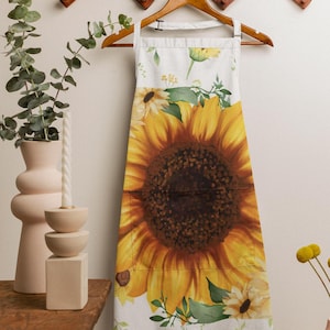 Vibrant Sunflower Apron: Floral Kitchen Gift, Gardening Apron