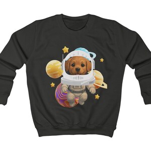 Cosmic Puppy Sweatshirt, Kids Astronaut Dog Design, Cute Space Gift, Toddler Sweatshirt, Kids Gift for Dog Lovers, Birthday, Holidays