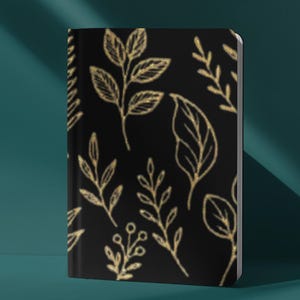 Botanical Leaves Spiral Notebook: Elegant Black Floral Journal
