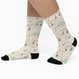 Music Lover Socks, Musical Notes and Headphones, Festival Fashion