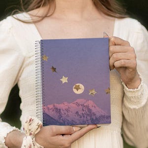 Dziennik spiralny Dreamy Mountain, notatnik Starry Night Writing, inspirujący prezent dla pisarzy, dziennik podróży, szkicownik
