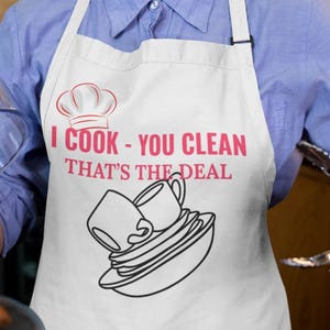 Funny Kitchen Apron: I Cook You Clean - Chef Gift