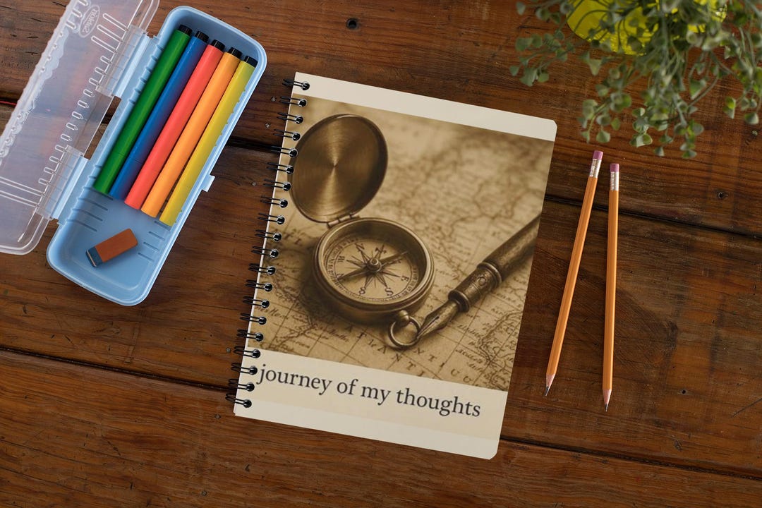 1968 Notebook Vintage Travel Spiral Notebook, Compass Map Design - Etsy