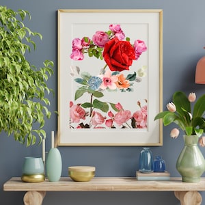 Vintage Rose Botanical Print: Romantic Floral Wall Art