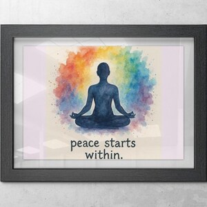 Meditation Art Print: Peaceful Mind Watercolor Poster - Yoga Studio Decor
