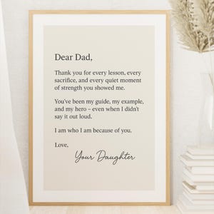 Carta para papá de mi hija/hijo: regalo imprimible para el Día del Padre, arte mural minimalista, descarga digital emotiva para papá, regalo instantáneo