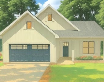 3 Bedroom House Plan - Custom Farmhouse - 1300 sqft