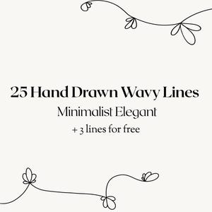 25 Hand Drawn Wavy Lines - Minimalist and Elegant Wavy Line Art - PNG - Transparent Background - Digital Divider Canva & Instagram Use