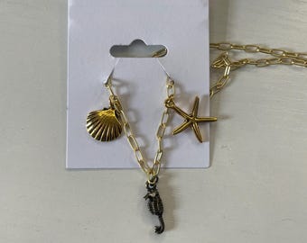 Gold Charm Necklace: Beach