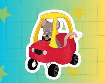Crying Rat in a Red Toy Car Sticker