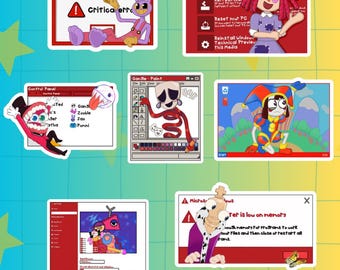 Amazing Digital Circus Stickers | Pomni Jax Caine Kinger | Vinyl Cartoon Stickers