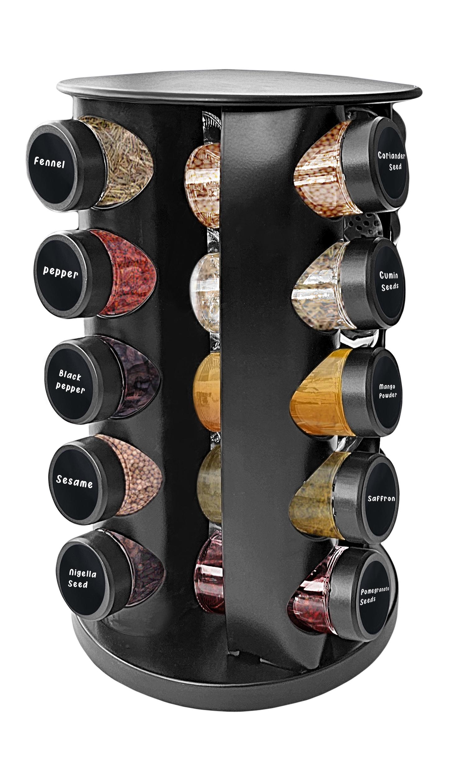 Black Countertop Revolving Spice Rack, Empty 20-Jars Rotating 7 thumbnail image