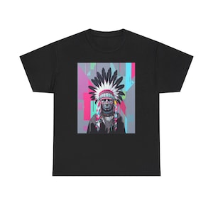 Chief Spotted Elder Lakota Sioux Native Indian Tee Black T-Shirt Size S-4X Casual Unisex Cool Cotton Gildan