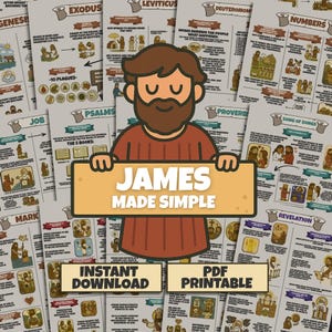 James Made Simple (PDF), wizualny przewodnik do studiowania Biblii, Nowy Testament do druku, chrześcijańskie materiały cyfrowe do pobrania, łatwe notatki dla początkujących i grup