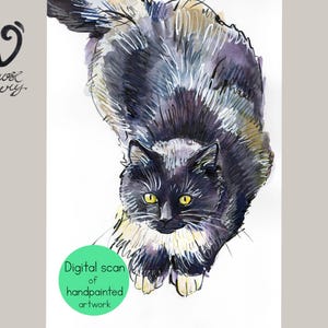 Custom Cat Portrait Digital Download – Handpainted Pet Art, Personalized Cat Painting, Pet Memorial Gift, Cat Lover Printable Wall Art