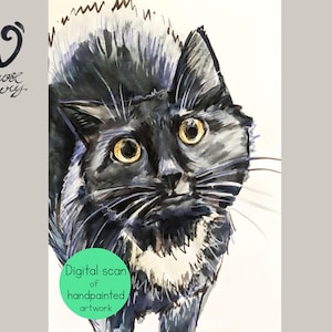 Custom Cat Portrait Digital Download – Handpainted Pet Art, Personalized Cat Painting, Pet Memorial Gift, Cat Lover Printable Wall Art