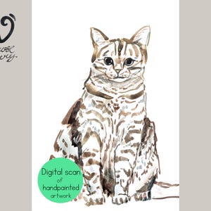 Custom Cat Portrait Digital Download – Handpainted Pet Art, Personalized Cat Painting, Pet Memorial Gift, Cat Lover Printable Wall Art