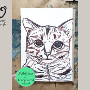 Custom Cat Portrait Digital Download – Handpainted Pet Art, Personalized Cat Painting, Pet Memorial Gift, Cat Lover Printable Wall Art