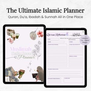 Digital Islamic Planner for Muslim Women | Daily Quran, Dua & Ibadah Journal | Goal Setting and Gratitude Tracker