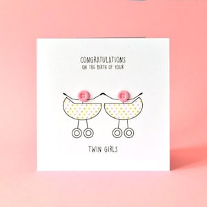 Carte Félicitations pour la naissance de vos jumelles