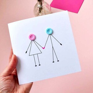 Button People Holding Hands Card