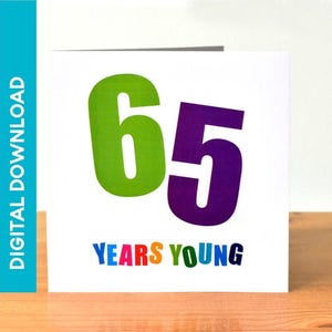 Cartão de Aniversário para 65 Anos - DOWNLOAD DIGITAL