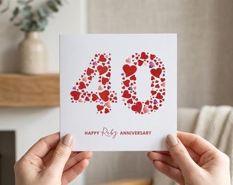 40th Anniversary Card Ruby - Milestone Card for Partner