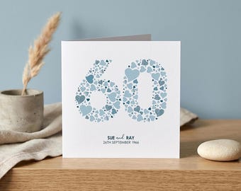 Personalised 60th Anniversary Card Diamond - Milestone Card for Partner
