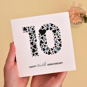 Carte 10e anniversaire Beaucoup de coeurs d'amour