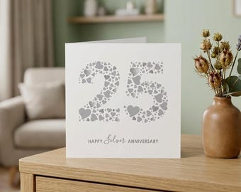 25th Anniversary Card Silver - Milestone Card for Special Couple