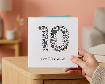 10th Anniversary Card Tin - Tenth Milestone Card for Couple