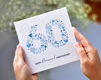 Hearts Diamond 60th Anniversary Card - INSTANT DOWNLOAD