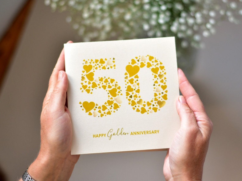 Lots of Hearts Gold 50th Anniversary Card image 1