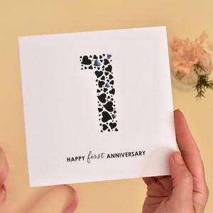 Tarjeta del 1.er aniversario de Corazones - DESCARGA INSTANTÁNEA