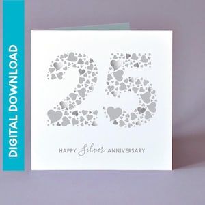 Tarjeta de 25.º aniversario de Hearts Silver - DESCARGA INSTANTÁNEA